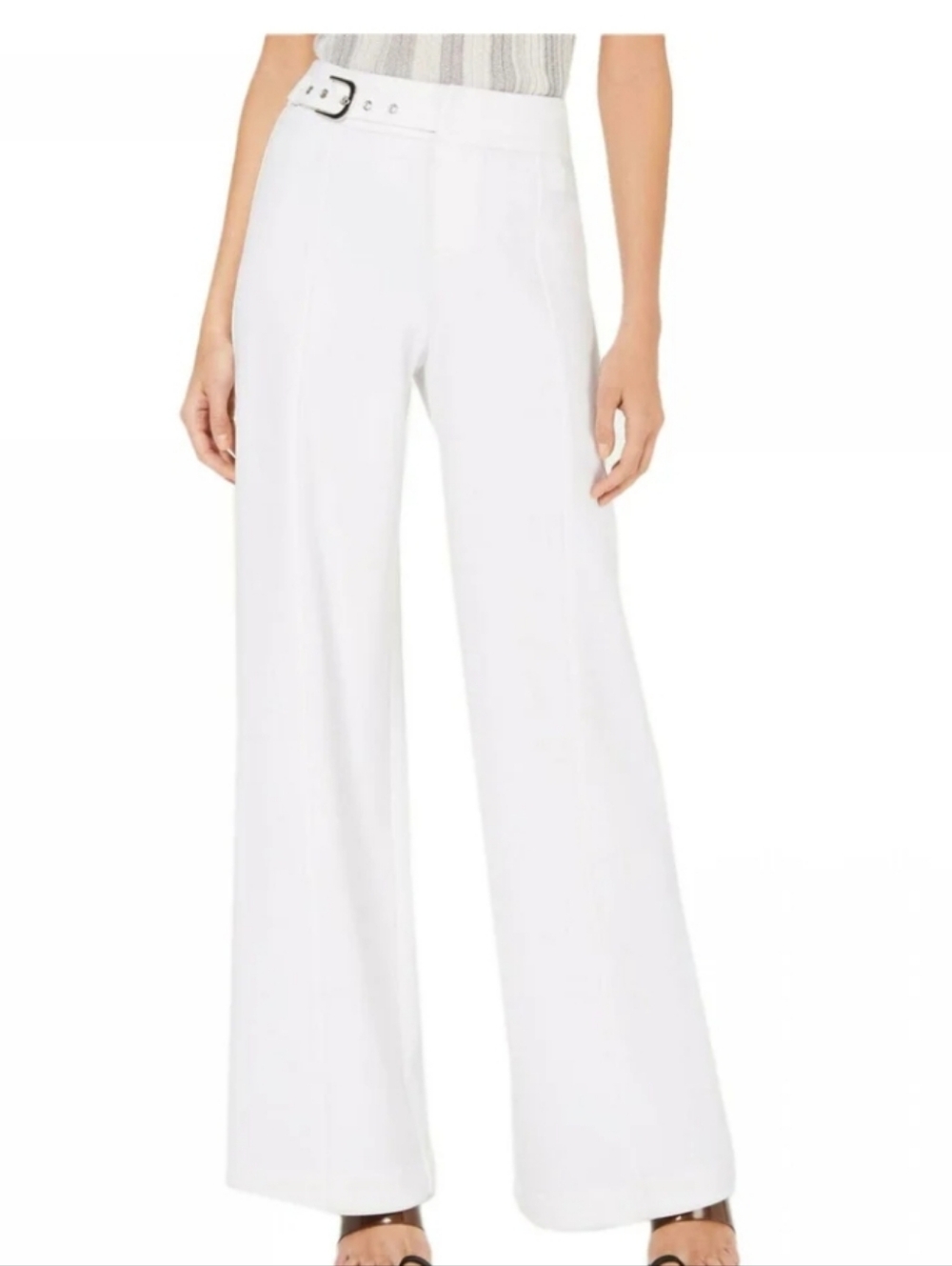 I.N.C. Side Buckle Wide Leg High Rise Reg. Slacks In Washed White Size 6 Or 10p